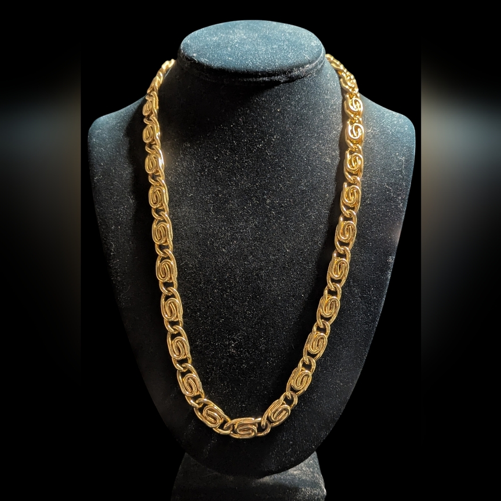 Vintage Erwin Pearl 24" Goldtone Link Statement Necklace